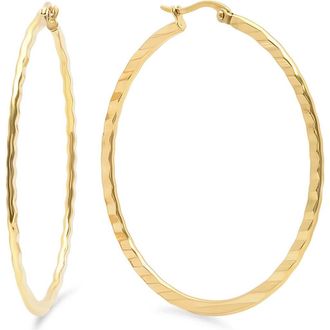 Steeltime 18k Gold Plated Textured Hoop Earrings at Nordstrom Rack