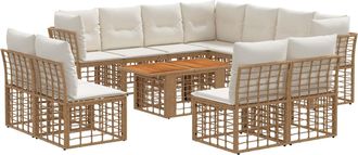 vidaXL Conjunto De Sof&aacute;s De Jard&iacute;n 12 Uds. Natural Y Crema Vidaxl