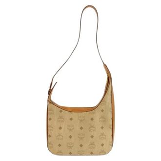 MCM Pre-owned Shoulder Bag - Dames - Vintage Schoudertas - Beige - ONE Size - Leer - Vintage