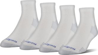 Medipeds Unisex Nanoglide Quarter Socks, 4-pack Casual Sock, White/Grey, L UK