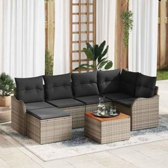 vidaXL Vidaxl - Conjunto De Sof&aacute; De Jard&iacute;n 7 Pcs Gris