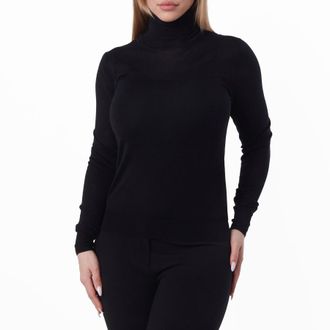 Saint Laurent Womens Black Turtleneck Wool Pullover, Size Medium