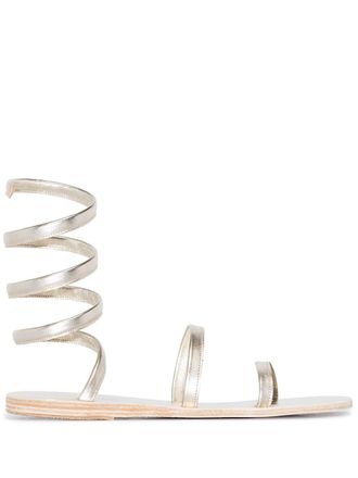 Ancient Greek Sandals Ofis ankle-wrap sandals - women - Leather/Rubber/Leather/Leather - 36 - Gold