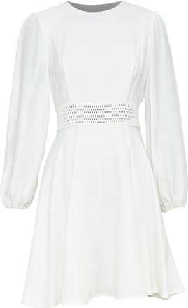 Zimmermann off white viscose lattice waistband puff sleeve peasant dress Sz.1 S