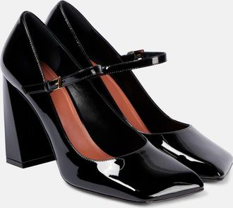 Amina Muaddi Charlotte 95 patent leather Mary Jane pumps