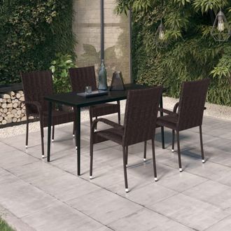 vidaXL Juego De Comedor De Jard&iacute;n 5 Piezas Con Cojines Marr&oacute;n Y Negro Vidaxl