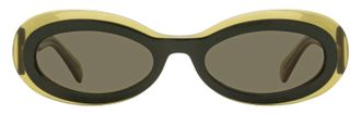 Ferragamo SF2003S Oval Acetate Sunglasses - Khaki