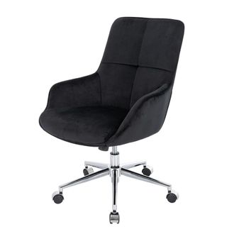 Hhg Hhg - Nunca Usado] Silla De Oficina 122, Silla Giratoria Silla De Escritorio Sill&oacute;n, Regulable En Altura De Terciopelo Mvg, Negro