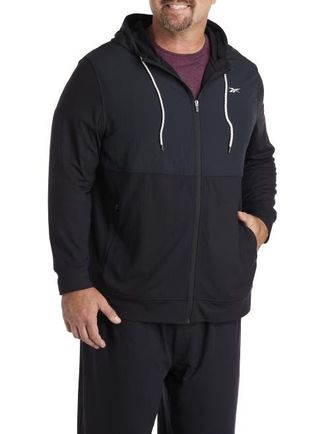 Reebok Big & Tall 365 Mixed Media Performance Hoodie in Black Solid at Nordstrom, Size 2X Big
