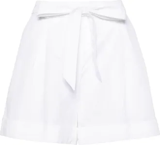 Pinko pleated turn-up shorts - women - Linen/Flax/Cotton - 44 - White