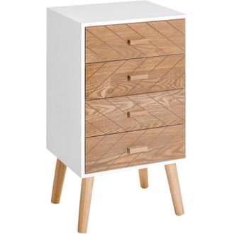 HOMCOM Homcom - Mesita de Noche Madera con 4 Cajones Comoda R&uacute;stica Cajonera Mesilla Mueble para Dormitorio Armario Almacenamiento 40x30x75 cm
