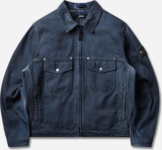 Stone Island Men s Hand Sprayed Reflective Light Blue Denim-TC Jacket Slate Blue