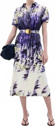 Silvia Tcherassi Lee Linen Midi Dress In Dark Dandelion