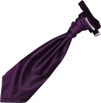 DQT Premium Woven Microfibre Plain Cadbury Purple Solid Check Mens Wedding Scrunchie Pre-tied Cravat