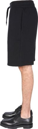 Moschino Logo-Embroidered Cotton Bermuda Shorts - Black