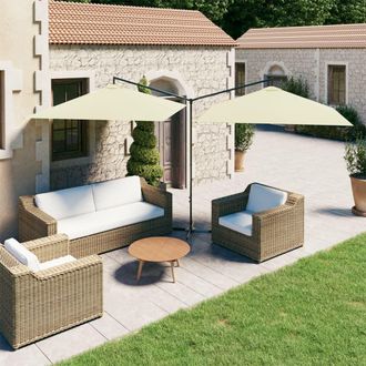 vidaXL Vidaxl Sombrilla Doble De Jard&iacute;n Con Palo De Acero Arena 600x300 Cm