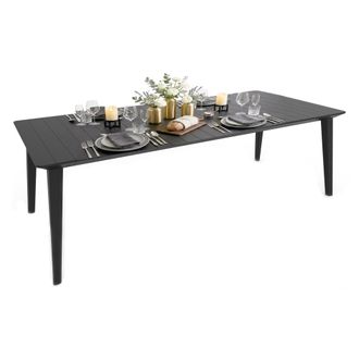 Dmora Dmora - Mesa De Jard&iacute;n Camrose, Base De Picnic, Mesa De Comedor De Jard&iacute;n, Banco Multiusos Para Exterior, 235x98 H74 Cm, Antracita