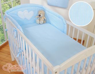 OEM Juego De Ropa De Cama De 3 Piezas 135x100 - Corazones Y Rayas Azules