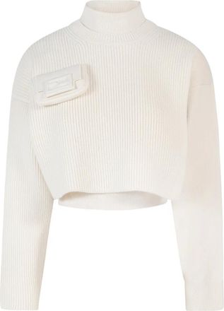 Fendi Beige Turtleneck Ss 23 - Dames - Coltruien - Wit - S - Wol - Truien & Vesten