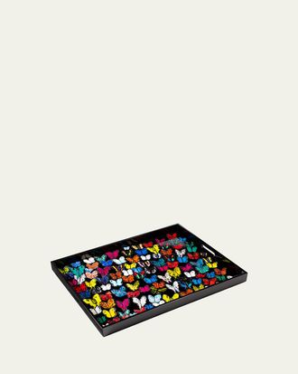 Hunt Slonem Butterflies in Flight Lacquer & Wood Tray