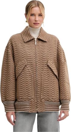 Missoni Bomberjack met onregelmatig visgraatpatroon - Dames - Zomerjassen - Bruin - S - Katoen - Jassen
