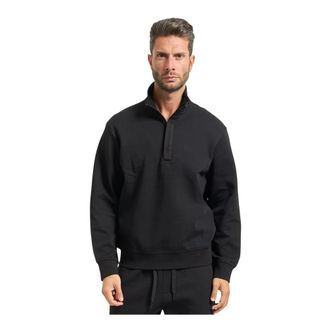A|X Armani Exchange Zip-throughs, male, Black, S, Black High-Neck Sweatshirt with Half Zip