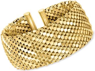 Ross-Simons Italian 14kt Yellow Gold-Plated Patterned Wide Cuff Bracelet