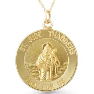 Pompeii3 14k Yellow Gold St. Jude Thaddeus Medal Pendant 1 Tall 3 Grams