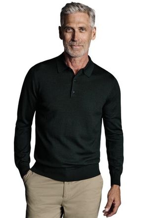 CHARLES TYRWHITT Pure Merino Polo Neck Sweater in Forest Green at Nordstrom, Size Small