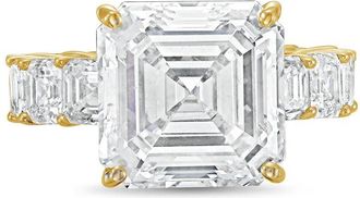Diana M. Jewels 18kt Yellow gold Lab grown 10ct Asscher Cut Diamond Ring with Asscher Eternity Band