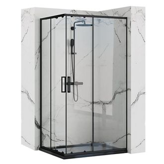 Rea Cabina De Ducha Rea Punto 80x100 Black + Plato De Ducha Savoy White