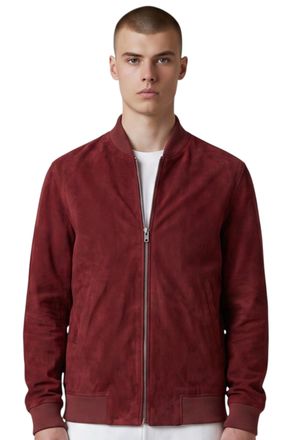 Infinity Leather Mens Burgundy Goat Suede MA-1 Bomber Jacket-Antalya