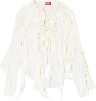 Diesel Gerimpelde blouse met voorveters - Dames - Blouses - Wit - M - Overhemden