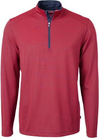 Cutter & Buck Virtue Eco Pique Micro Stripe Recycled Mens Quarter Zip