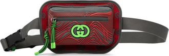 Gucci Gray Red Color Nylon Rubber Fanny Pack Sling Bag (Pre-Owned)
