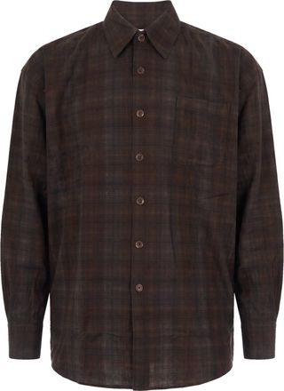 Our Legacy Brown Borrowed More Check Oversized Cotton Shirt