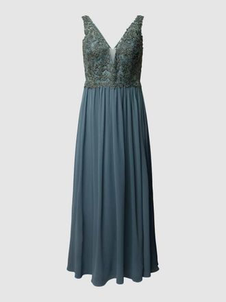 My Mascara Curves PLUS SIZE Abendkleid mit floraler Stickerei in Lind, Größe 50
