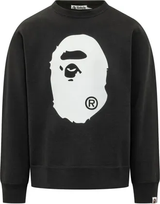 A Bathing Ape Ape Head Crewneck Sweatshirt - Heren - Sweatshirts - Zwart - L - Katoen - Hoodies & sweatvesten