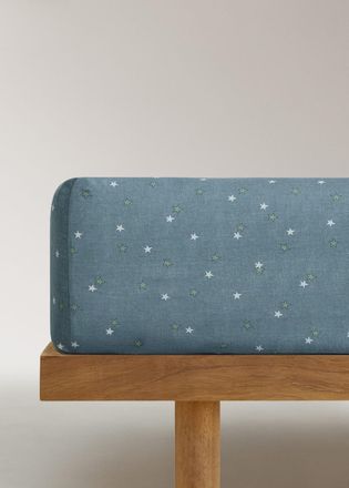 Mango Lenzuolo inferiore bambino percalle di cotone stelle letto 90 cm blu - Home - Letto 90 cm - MANGO HOME