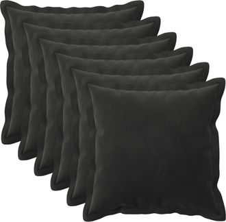 vidaXL Funda De Almohada 6 Pcs Houten Negro 30 X 30 Cm Terciopelo Vidaxl