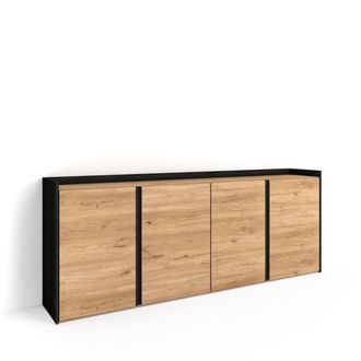 Skraut Home Aparador efecto madera roble y negro 207x35x80cm