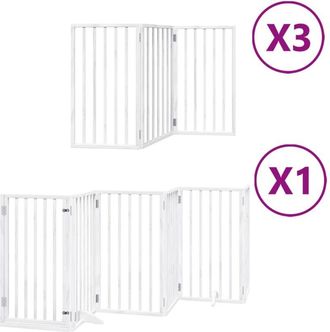vidaXL Puerta de perros plegable 15 paneles madera álamo blanca 750 cm vidaXL