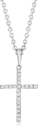 RS Pure by Ross-Simons Diamond Cross Pendant Necklace in Sterling Silver
