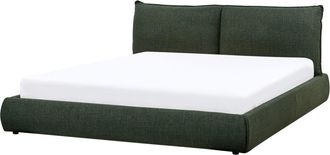 Beliani Cama matrimonial de tejido verde 180x200