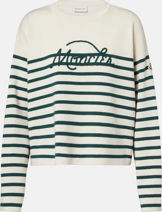 Moncler Embroidered striped virgin wool sweater