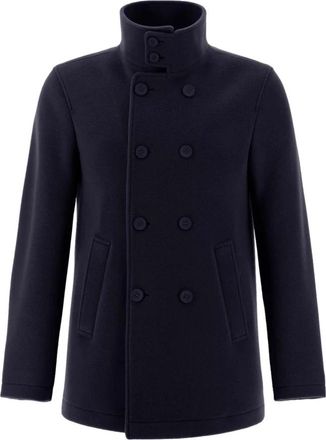 Herno Navy Zeemansjas in Nieuw Fluweel - Heren - Zomerjassen - Blauw - 3XL - Wol - Jassen