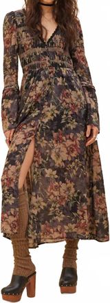 Promesa Boho Blossoms Floral Bell-Sleeve Midi Dress In Black