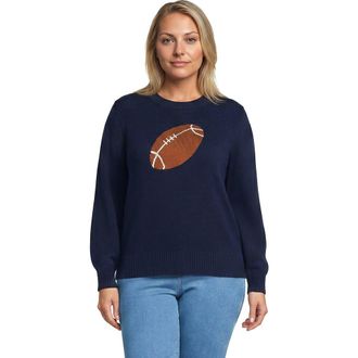 Lands End Drifter Sports Icon Sweater in Football/navy at Nordstrom, Size 1X