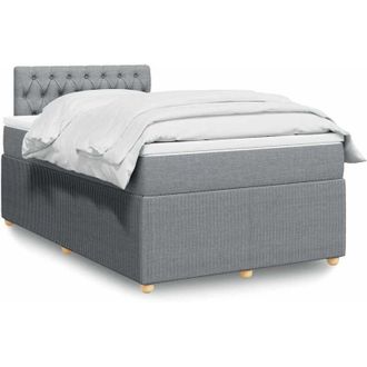 vidaXL Cama Box Spring Con Colch&oacute;n Tela Gris Claro 120x190 Cm Vidaxl