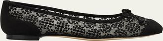 Manolo Blahnik Capbal Lace Cap-Toe Ballerina Flats